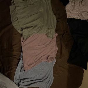 3 plain color t shirts, sage green, lavender, soft magenta